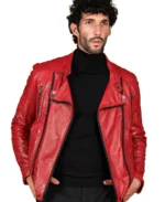 Men's Vintage Red Biker Leather Jacket - Trendy leather jackets