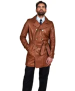 Men's Brown Vintage Leather Coat Front - Trendy Leather Jackets