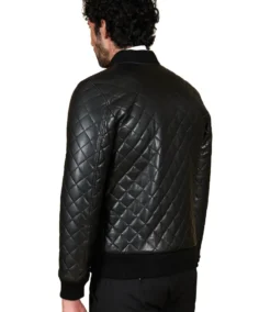 Shop The Men's Diamond Quilted Black Bomber Leather Jacket