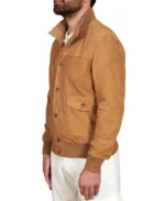 Men's Brown Suede Leather Jacket Side - Trendy Leather Jackets