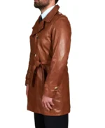 Men's Brown Vintage Leather Coat Side - Trendy Leather Jackets