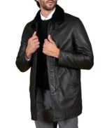 Men's Oscar Black Leather Coat Side View - Trendy Leather Jackets