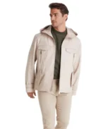 Adrian Hooded Leather Jacket Front - Trendy Leather Jackets