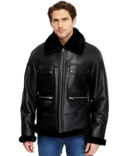 Albert Black Shearling Leather Jacket - Trendy Leather Jackets