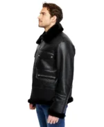 Albert Black Shearling Leather Jacket Side - Trendy Leather Jackets