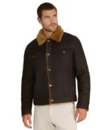 Alfie Dark Brown Shearling Jacket Front