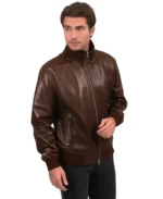 Arthur Dark Brown Leather Jacket Front - Trendy Leather Jackets