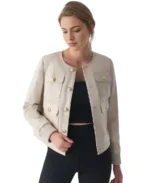 Beatrice Beige Leather Jacket