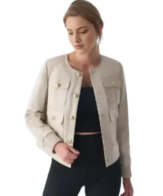 Beatrice Beige Leather Jacket