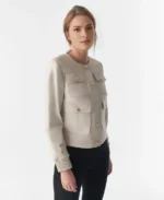 Beatrice white leather jacket Front - Trendy Leather Jackets