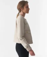 Beatrice white leather jacket Side - Trendy Leather Jackets