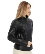 Blythe Black Leather Jacket Side - Trendy Leather Jackets