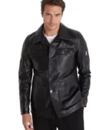 Cedric Black Leather Jacket Front - Trendy Leather Jackets