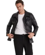 Cedric Black Leather Jacket Front - Trendy Leather Jackets