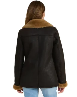 Women's Black Shearling Peacoat