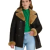 Women's Black Shearling Peacoat