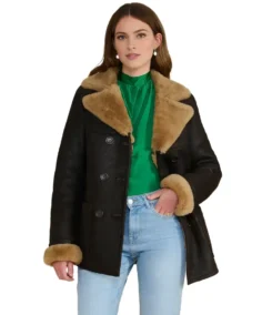 Women's Black Shearling Peacoat
