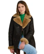 Women's Black Shearling Peacoat