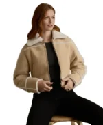 Clara Suede Shearling Jacket Side - Trendy Leather Jackets
