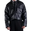 Classic Black Cropped Leather Jacket - Trendy Leather Jackets