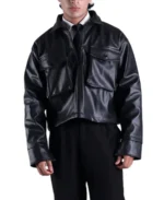 Classic Black Cropped Leather Jacket - Trendy Leather Jackets