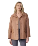 Colette Light Brown Leather Jacket - Trendy Leather Jackets