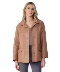 Colette Light Brown Leather Jacket - Trendy Leather Jackets