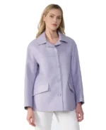 Colette Light Purple Leather Jacket Front - Trendy Leather Jackets