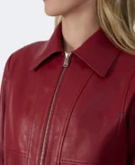 Women Red Leather Jacket Closeup - Trendy Leather Jackets