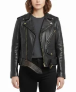 Black Women's Leather Biker Jacket - Trendy Leather Jackets