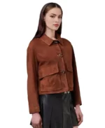 Ella Brown Suede Jacket Side - Trendy Leather Jackets