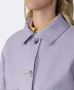 Ella Women Purple Leather Jacket Closeup - Trendy Leather Jackets