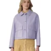 Ella Women Purple Leather Jacket Front - Trendy Leather Jackets