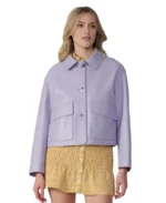 Ella Women Purple Leather Jacket Front - Trendy Leather Jackets