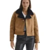 Eloise Brown Shearling Leather Jacket - Trendy Leather Jackets