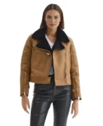 Eloise Brown Shearling Leather Jacket - Trendy Leather Jackets