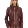 Elspeth Women Burgundy Leather Jacket - Trendy Leather Jackets