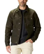 Men's Olive Flannel Trucker Jacket - Trendy Leather Jackets