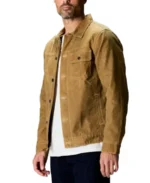 Men's Brown Flannel Trucker Jacket Side - Brown - Trendy Leather Jackets