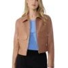 Flora Women Light Brown Leather Jacket - Trendy Leather Jackets
