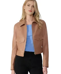Flora Women Light Brown Leather Jacket - Trendy Leather Jackets