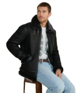 Frederick Shearling Aviator Jacket Side - Trendy Leather Jackets