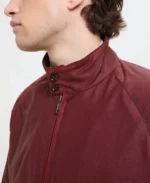 G9 Andorra Red Waxed Leather Jacket Collar - Trendy Leather Jackets