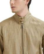 G9 Beige Linen Jacket Closeup - Trendy Leather Jackets