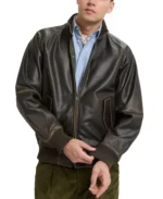 G9 Faded Black Bomber Leather Jacket - Trendy Leather Jackets