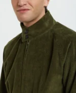 G9 Olive Corduroy Jacket Closeup - Trendy Leather Jackets