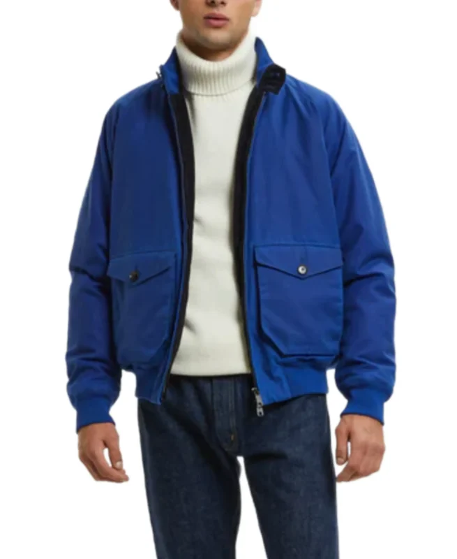 G9 Waxed Blue Bomber Jacket - Trendy Leather Jackets