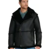 George Black Shearling Leather Jacket - Trendy Leather Jackets