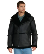 George Black Shearling Leather Jacket - Trendy Leather Jackets