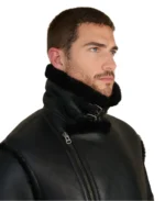 George Black Shearling Leather Jacket Collar - Trendy Leather Jackets